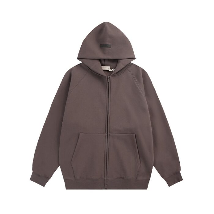 Essentials Fear Of God Zip Hoodie – Dark Brown