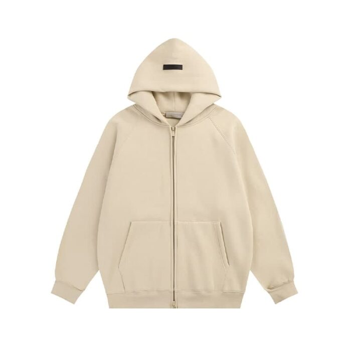 Essentials Fear Of God Zip Hoodie – Light Beige