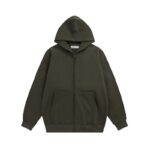 Essentials Fear Of God Zip Hoodie – Olive Green