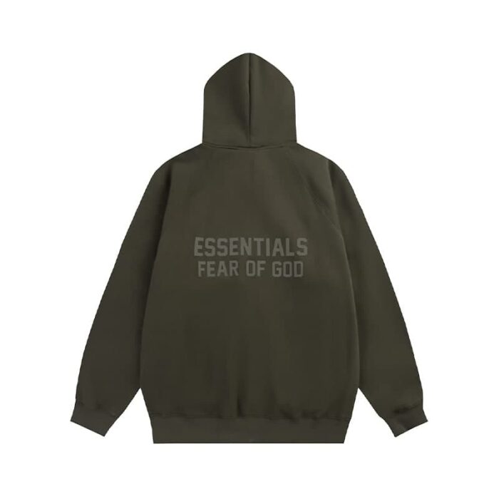 Essentials Fear Of God Zip Hoodie – Olive Green