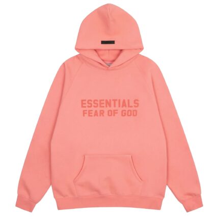 Essentials Flocked FOG Coral Powder Hoodie
