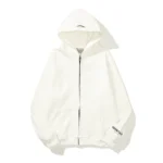 Essentials Full-Zip Hoodie – White with Back Logo