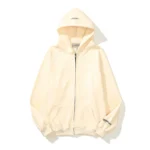 Essentials Full-Zip Hoodie – Khaki with Back Logo
