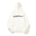 Essentials Full-Zip Hoodie – White with Back Logo