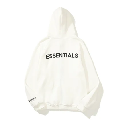 Essentials Full-Zip Hoodie – White with Back Logo