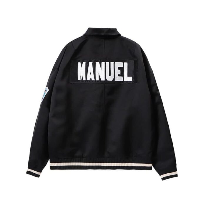 FEAR OF GOD Satin MANUEL Baseball Coaches Black Jacket