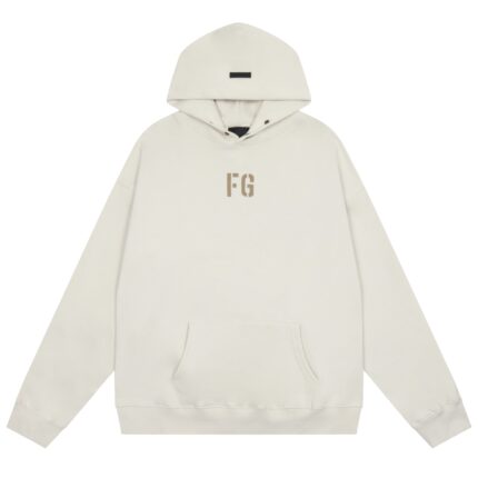 FG Logo Fear Of God Essentials Vintage White Hoodie
