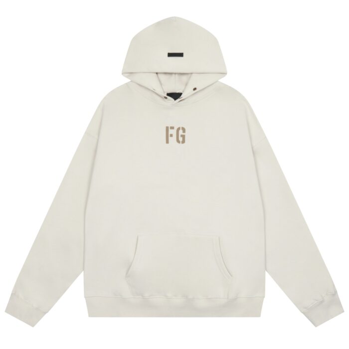 FG Logo Fear Of God Essentials Vintage White Hoodie