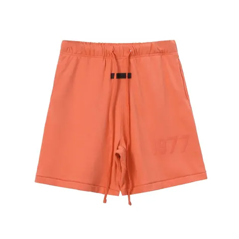 Fear of God Essentials 1977 Logo Coral Red Shorts