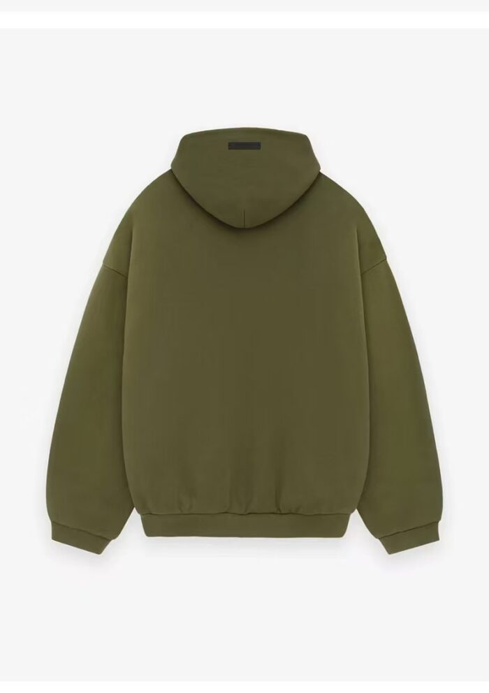 Fear of God Essentials Fleece Olive White Hoodie
